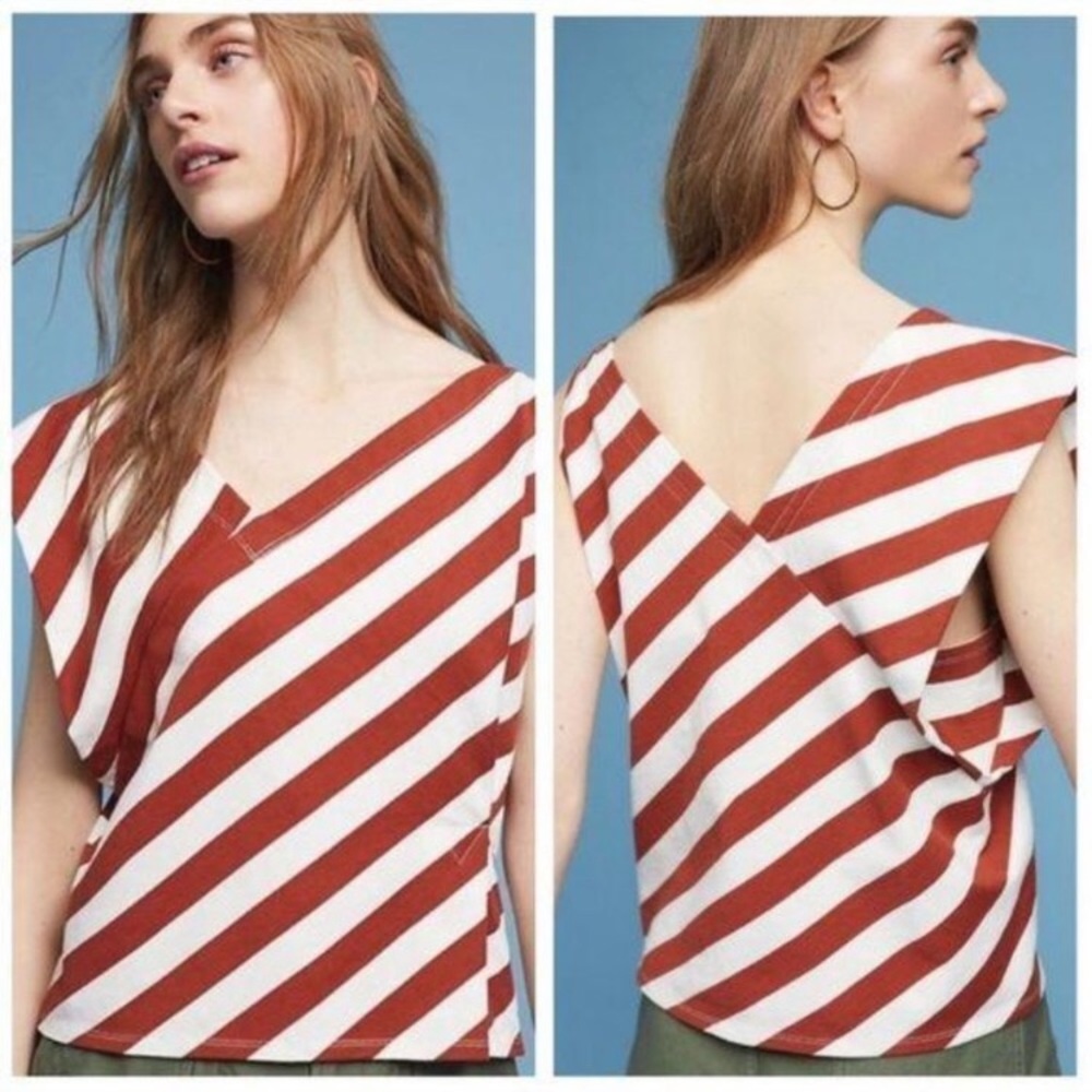 Anthro Postmark Dulcina Striped Asymmetrical Top